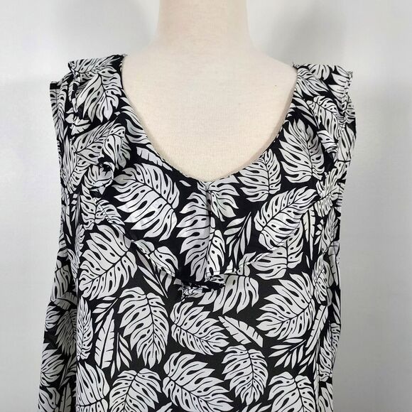 Terra & Sky Ruffle Tank Top Shirt Womens Plus Size 2X Sleeveless Flowy V Neck - Picture 3 of 12